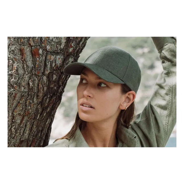 Legacy Structured Linen Cap | Olive green