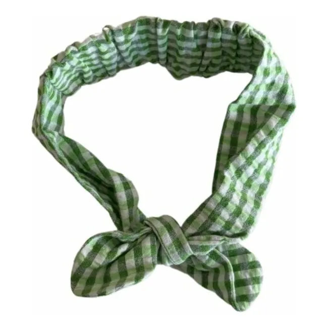 Diadema Vichy de algodón orgánico | Verde
