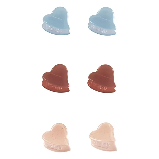 6er-Pack Haarspangen Herz | Blau
