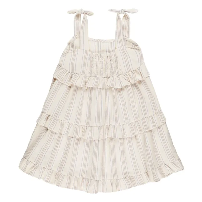 Robe Volant Rayure | Ivoire