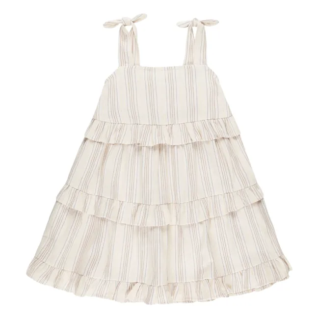Robe Volant Rayure | Ivoire