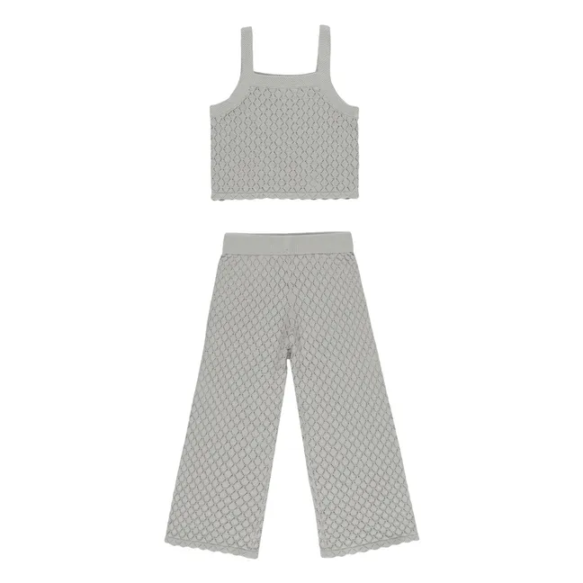 Set aus Top und Hose Pointelle | Grau