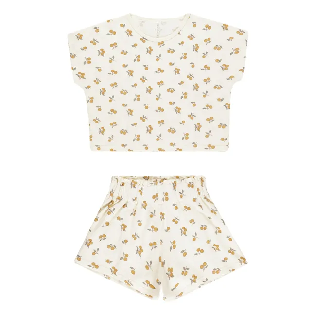 Orange T-shirt and shorts set | Ivory