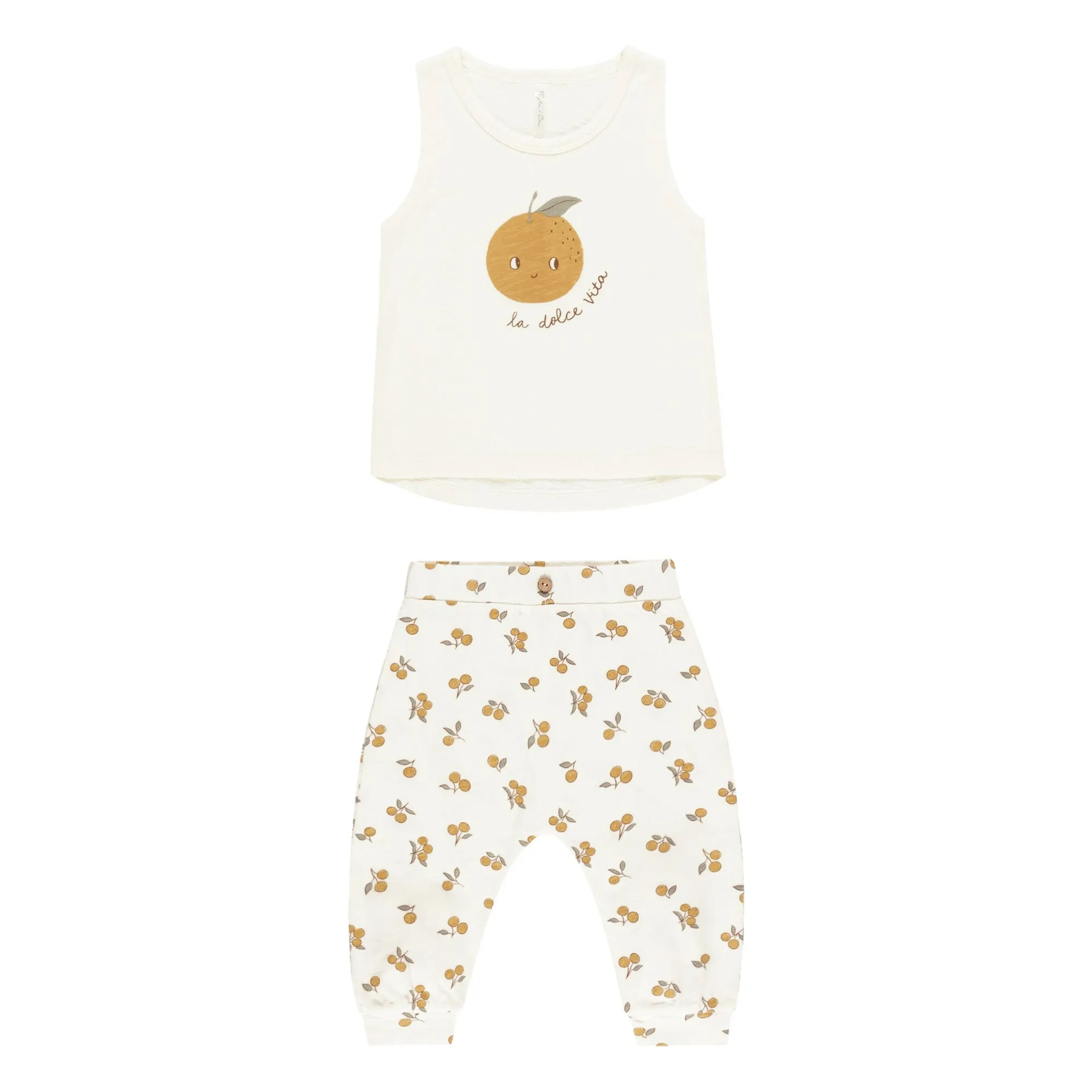 Rylee + Cru Ivory Orange Top And Pants Set