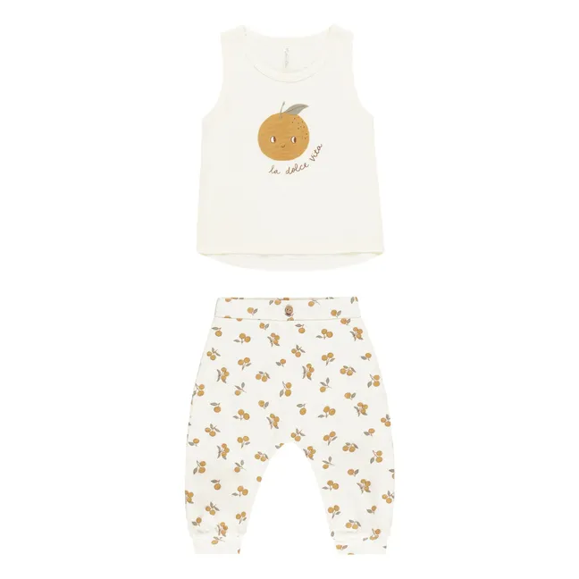 Orange top and pants set | Ivory