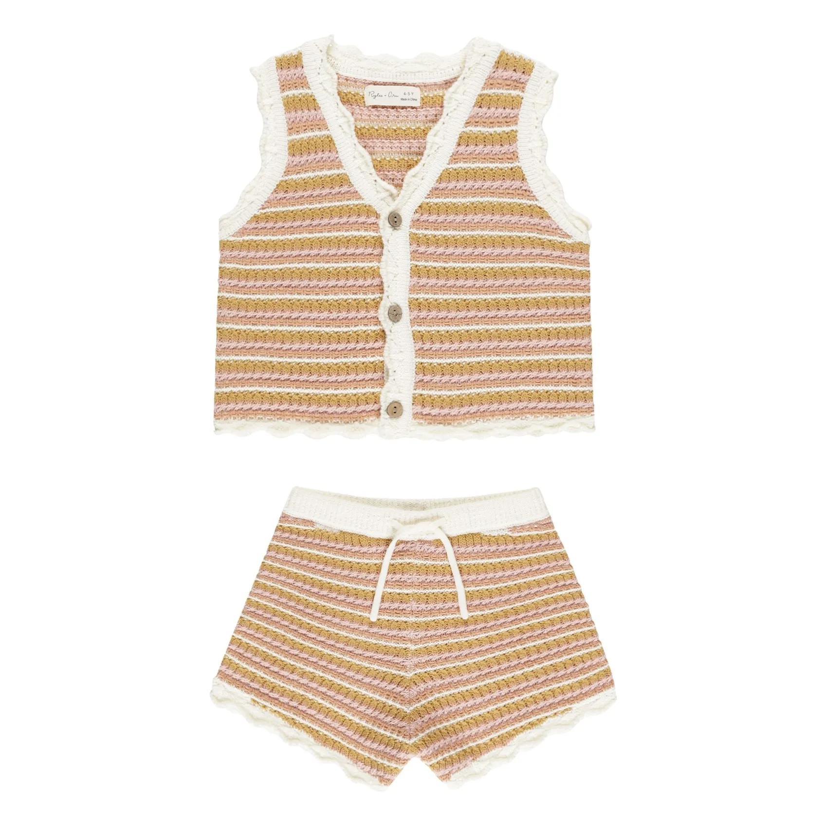 Rylee + Cru Pink Stripe Vest And Shorts Set