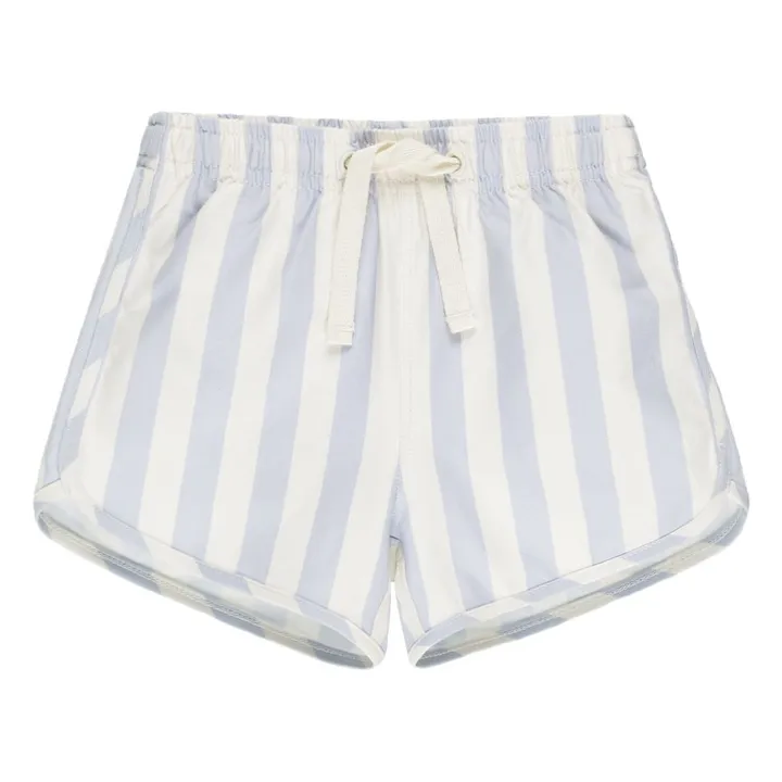 Short de Bain Rayure Fibres Recyclées | Ivoire- Image produit n°0