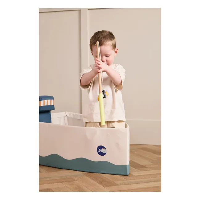 Bateau en toile avec kit de pêche  | Ecru