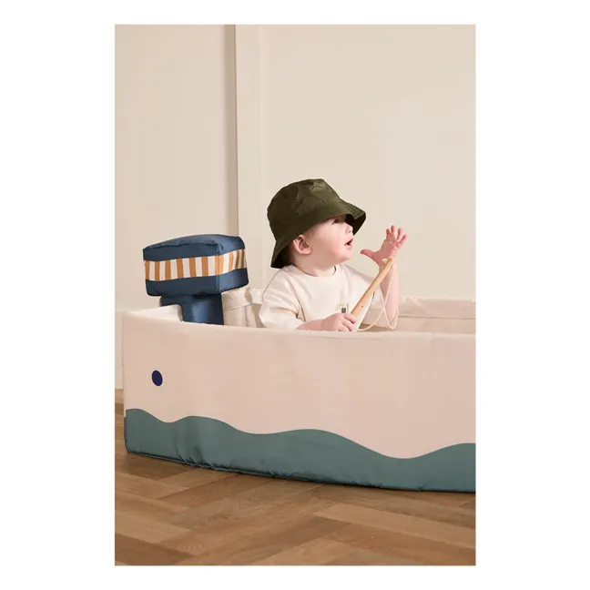 Bateau en toile avec kit de pêche  | Ecru