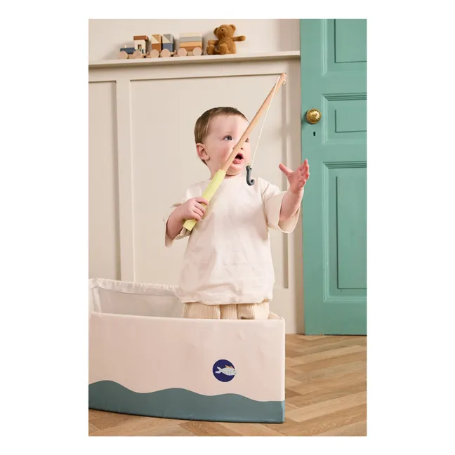 Bateau en toile avec kit de pêche  | Ecru