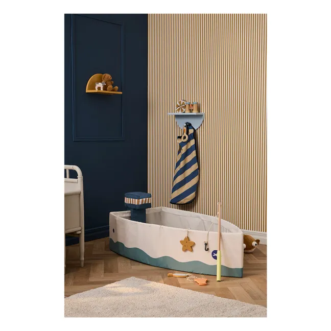 Bateau en toile avec kit de pêche  | Ecru