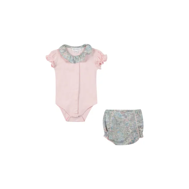 Floral blouse and bloomer set | Pale pink