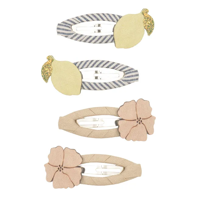 Confezione da 4 fermagli al limone | Giallo