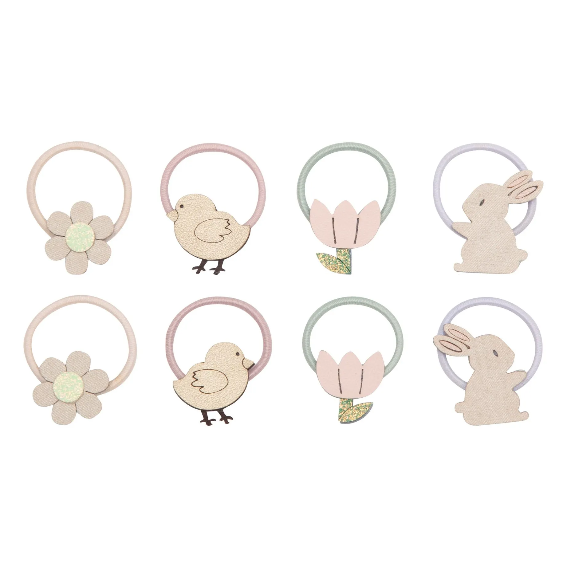 Mimi & Lula Beige Set Of 8 Easter Mini Chouchous