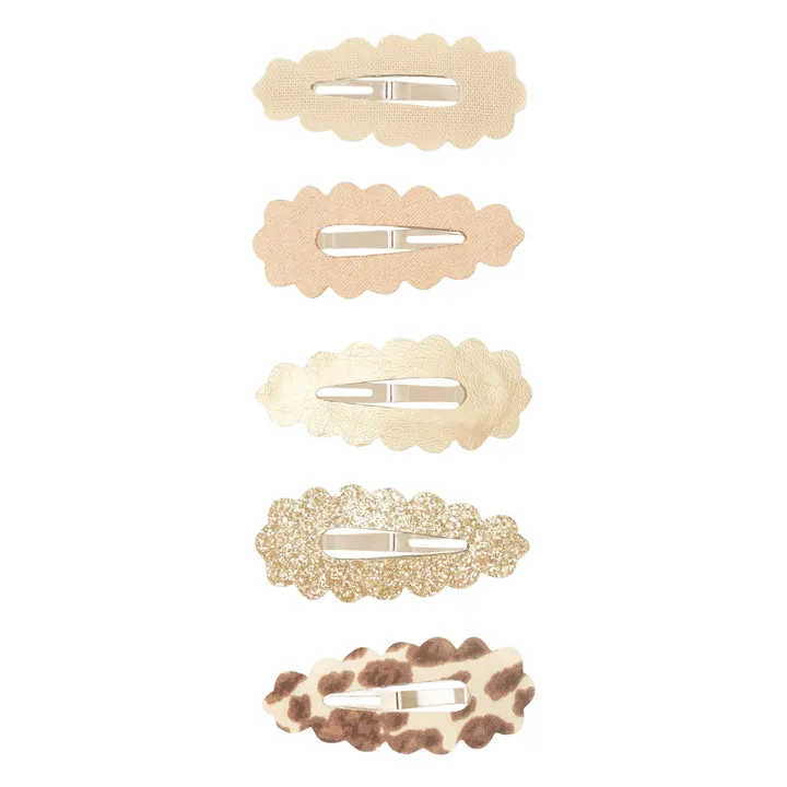 Lot 5 Mini Barrettes Léopard | Beige- Image produit n°0