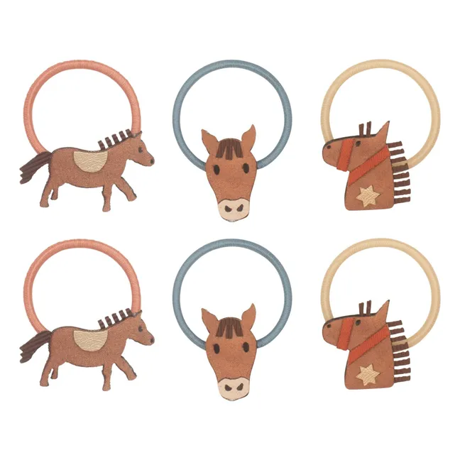 Confezione da 6 Mini Pony Scrunchies | Marrone