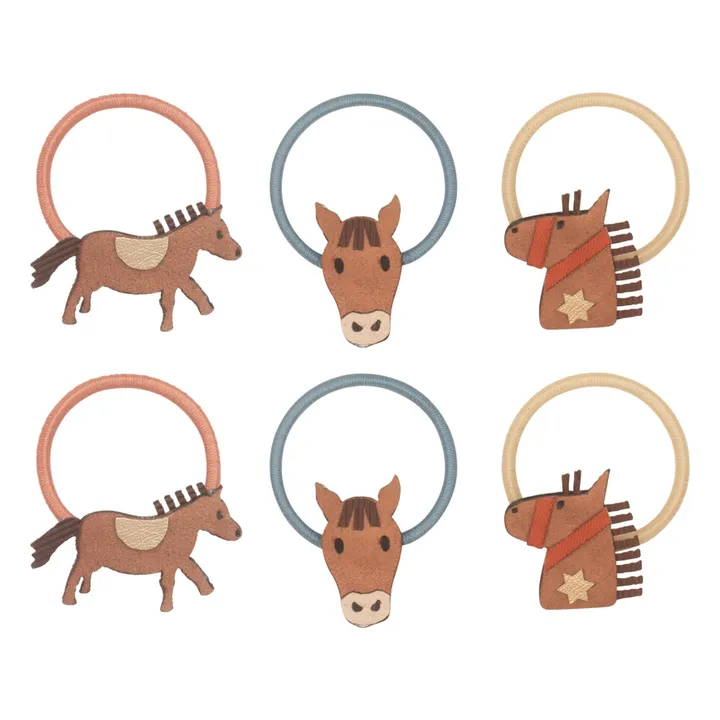 Lot 6 Mini Chouchous Poney | Marron- Image produit n°0