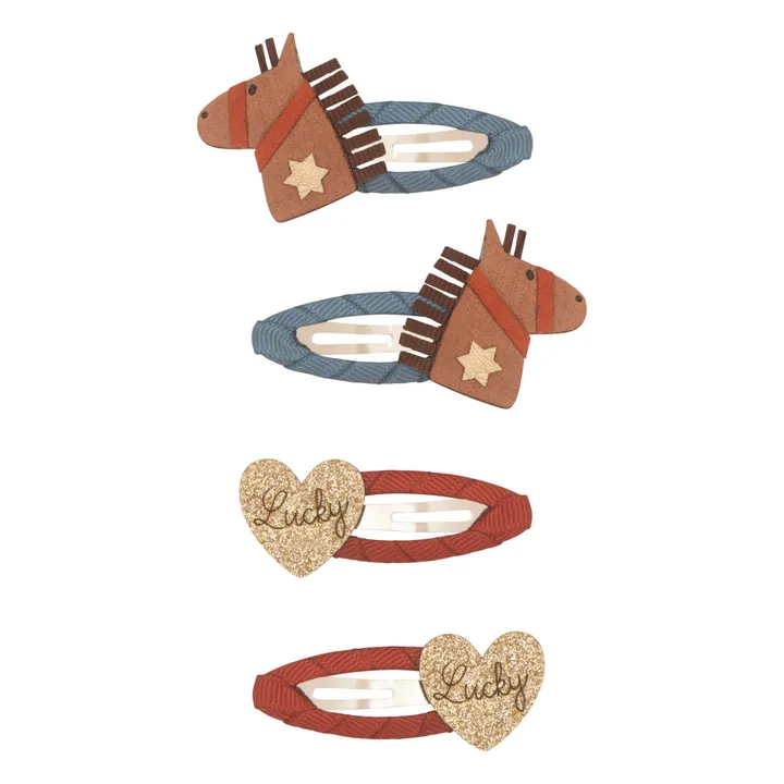 Lot 4 Barrettes Cheval | Marron- Image produit n°0