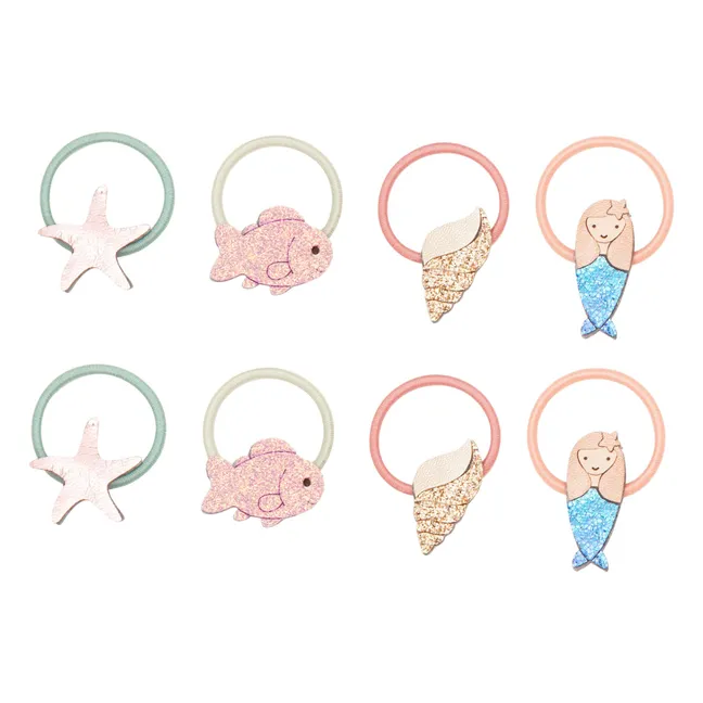 Set di 8 mini scrunchies da sirena | Rosa