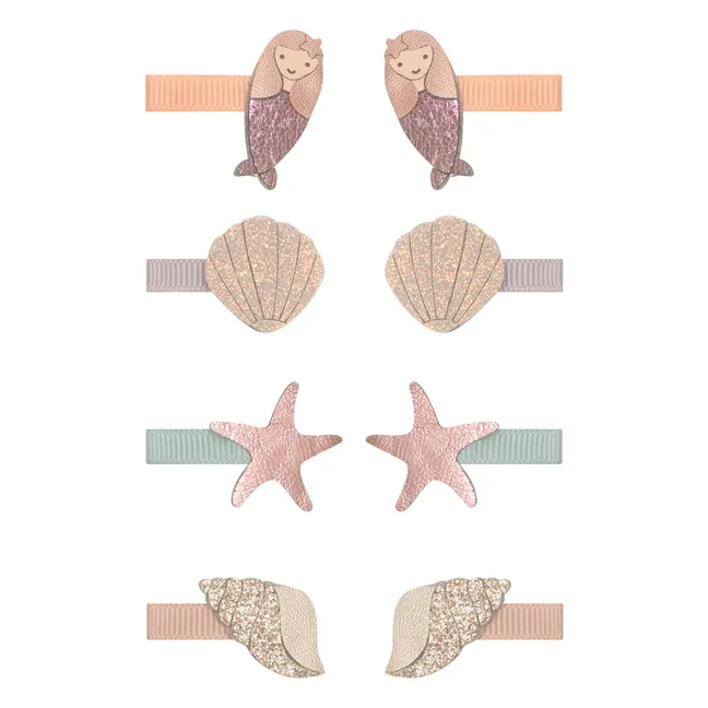 Confezione da 8 mini clip a forma di sirena | Rosa