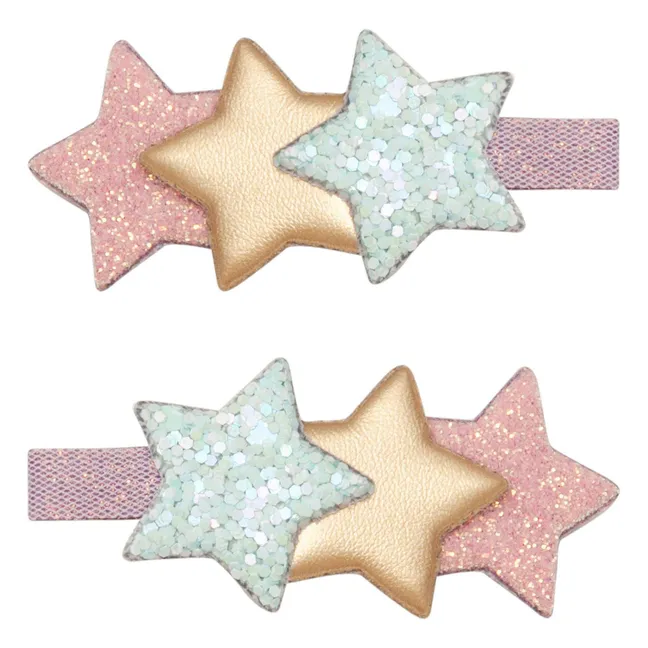 Set di 2 clip Glitter Star | Rosa