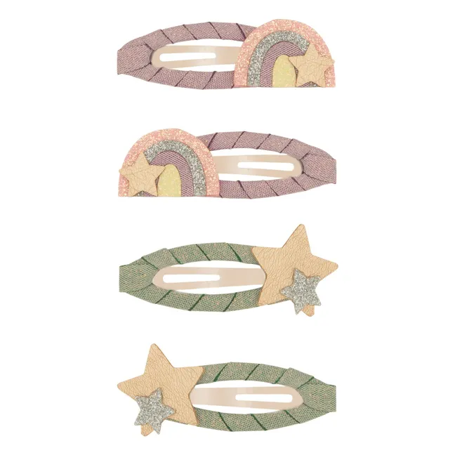 Confezione di 4 fermagli per capelli arcobaleno | Verde