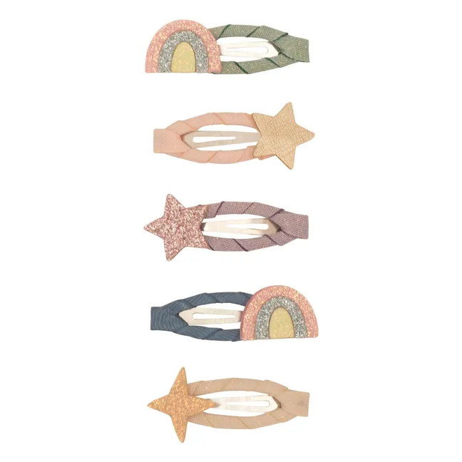 5er-Pack Mini-Spangen Regenbogen | Rosa