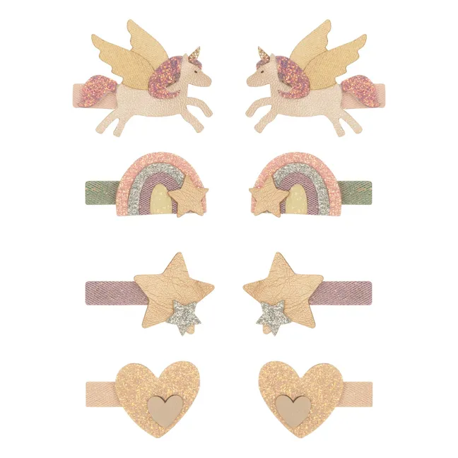 8er-Pack Mini-Spangen Einhorn | Gold