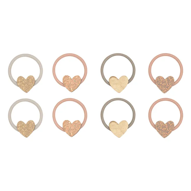 Lot 8 Mini Chouchous Cœur Pailleté | Rose