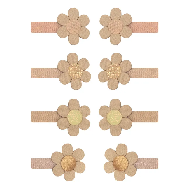8er-Pack Mini-Spangen Kamille | Beige