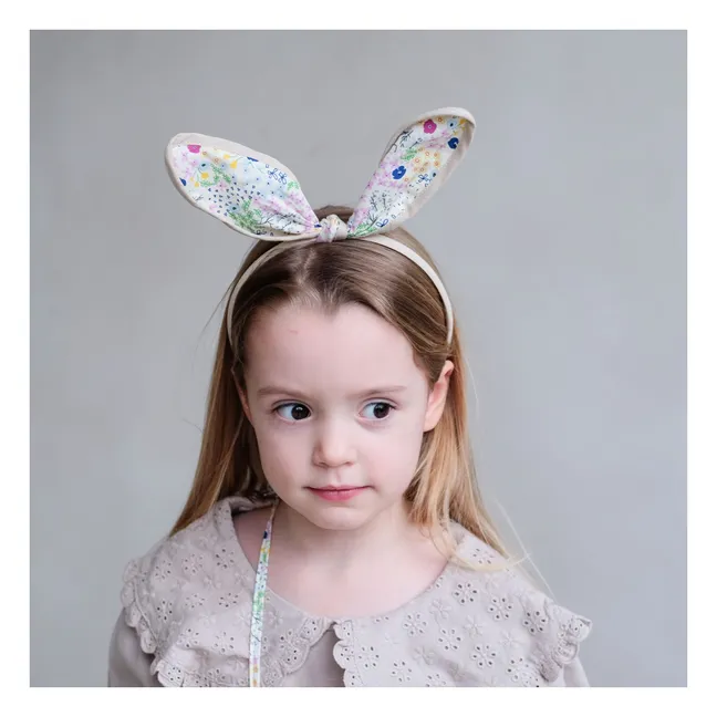 Diadema de conejo floral | Beige