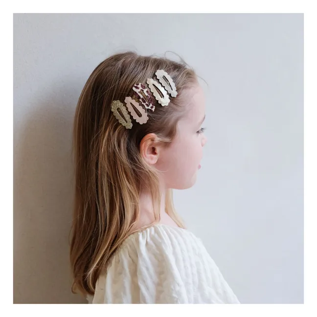 Confezione di 5 mini barrette per capelli leopardate | Beige