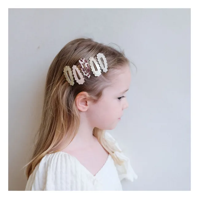 Confezione di 5 mini barrette per capelli leopardate | Beige