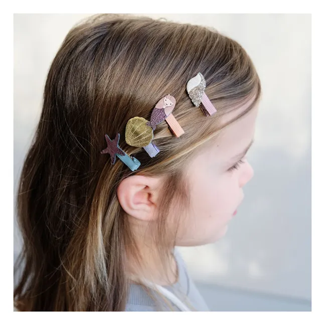 Confezione da 8 mini clip a forma di sirena | Rosa