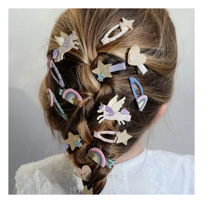 5er-Pack Mini-Spangen Regenbogen | Rosa