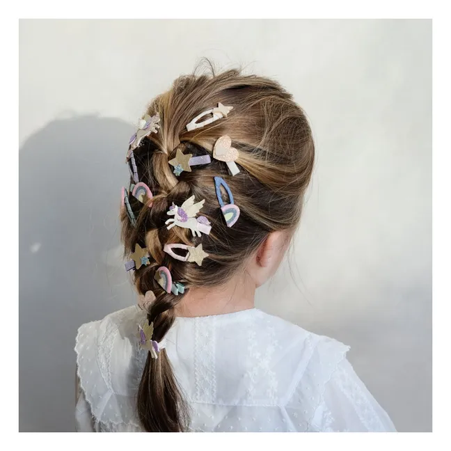 5er-Pack Mini-Spangen Regenbogen | Rosa