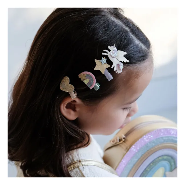8er-Pack Mini-Spangen Einhorn | Gold