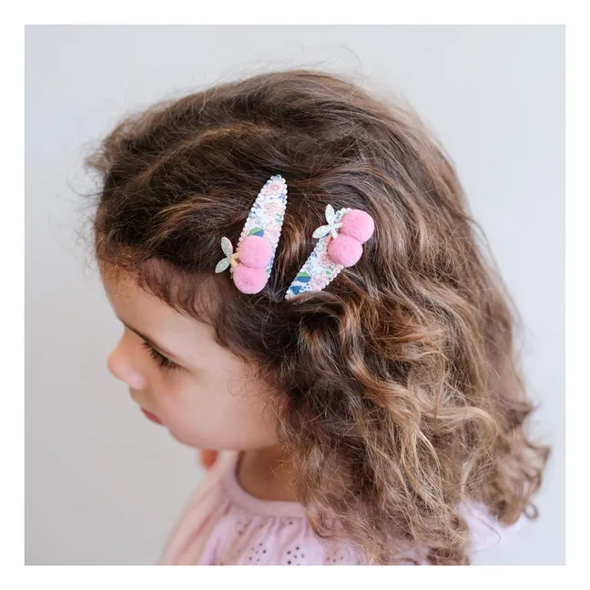 2er-Set Pompon-Spangen | Rosa