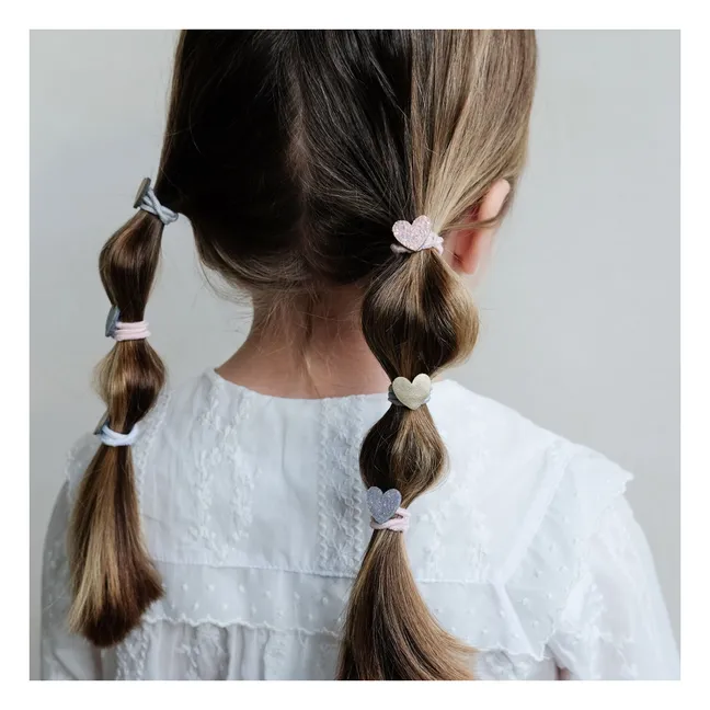 Lot 8 Mini Chouchous Cœur Pailleté | Rose