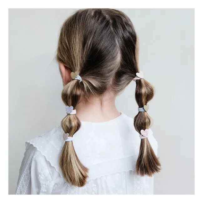 Lot 8 Mini Chouchous Cœur Pailleté | Rose