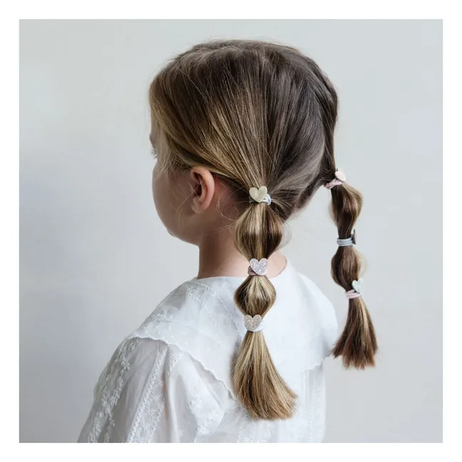 Lot 8 Mini Chouchous Cœur Pailleté | Rose