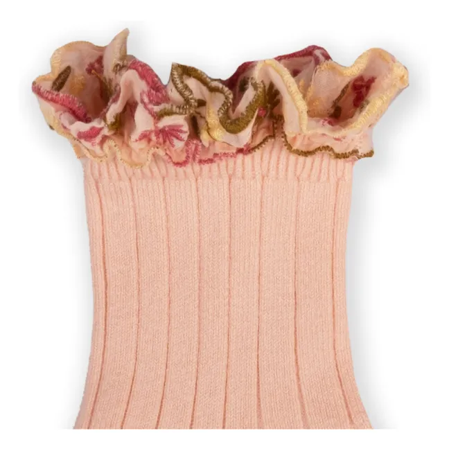 Chaussettes Anémone | Rose poudré