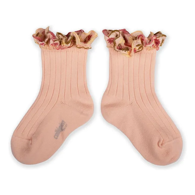 Chaussettes Anémone | Rose poudré