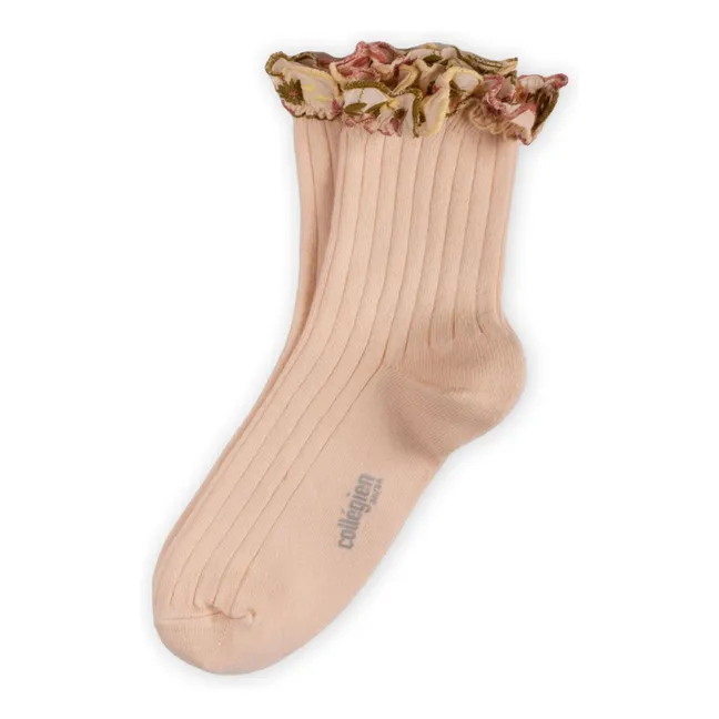 Chaussettes Anémone | Rose poudré
