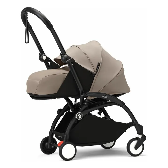 Poussette nouveau-né YOYO³ 0+ Châssis noir | Taupe