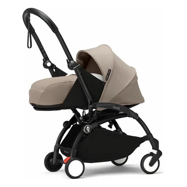 Poussette nouveau-né YOYO³ 0+ Châssis noir | Taupe