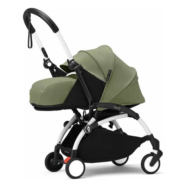 Poussette nouveau-né YOYO³ 0+ Châssis blanc | Olive