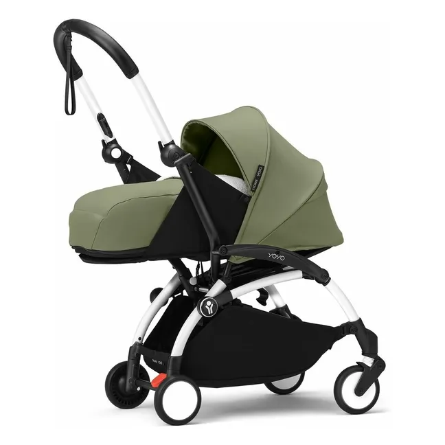 Poussette nouveau-né YOYO³ 0+ Châssis blanc | Olive