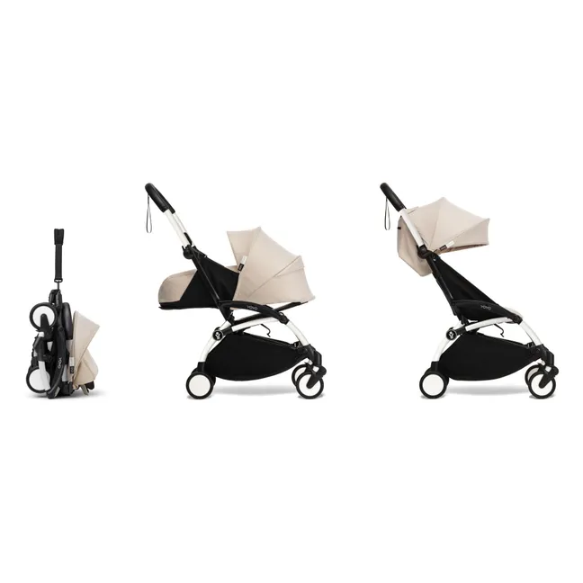Poussette YOYO³ Bonpoint complète 0+ et 6+ Châssis blanc | Beige