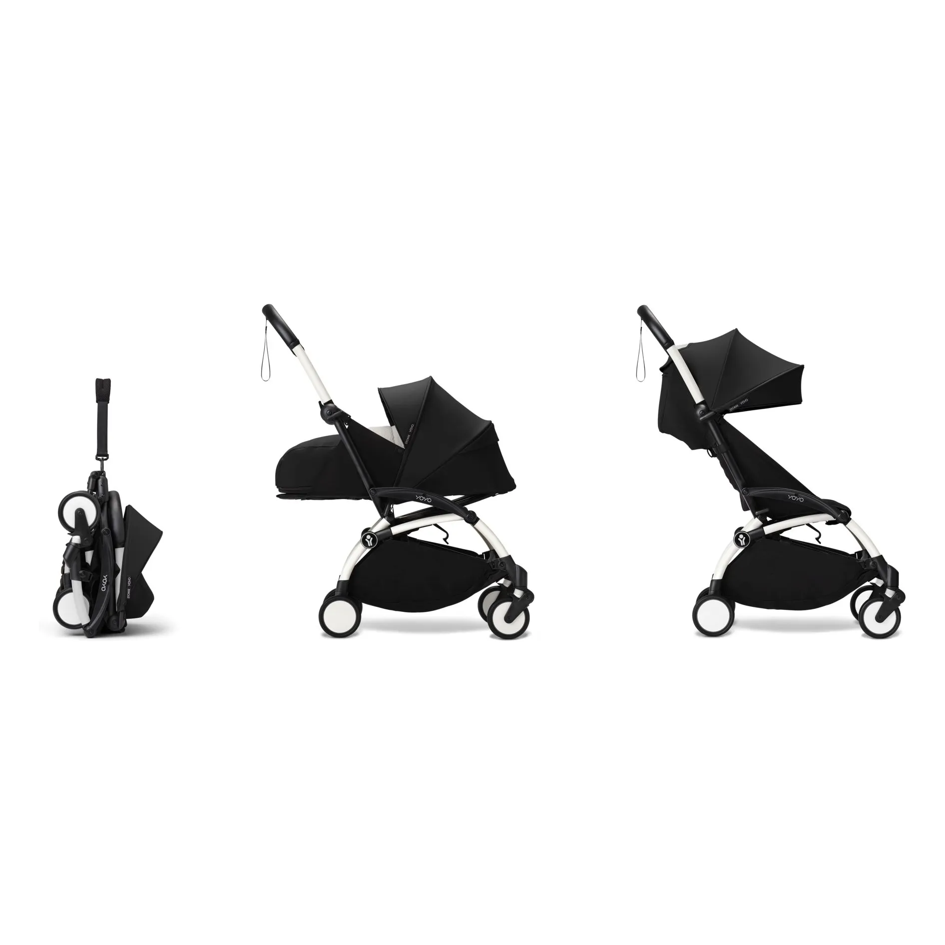 Poussette YOYO³ complète 0+ et 6+ Châssis blanc | Noir- Image produit n°0